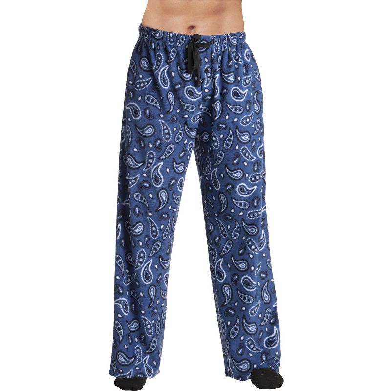 #followme Men's Microfleece Pajamas - Paisley Bandana Print Pajama Pants for Men - Lounge & Sleep PJ Bottoms 45902-V-10780-NVY-L