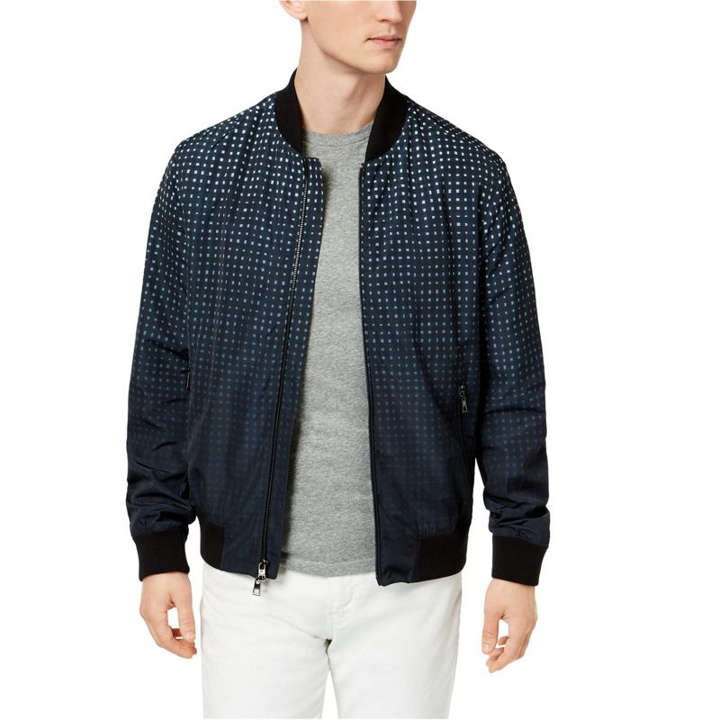 Michael Kors Mens Grid Bomber Jacket, black, Small