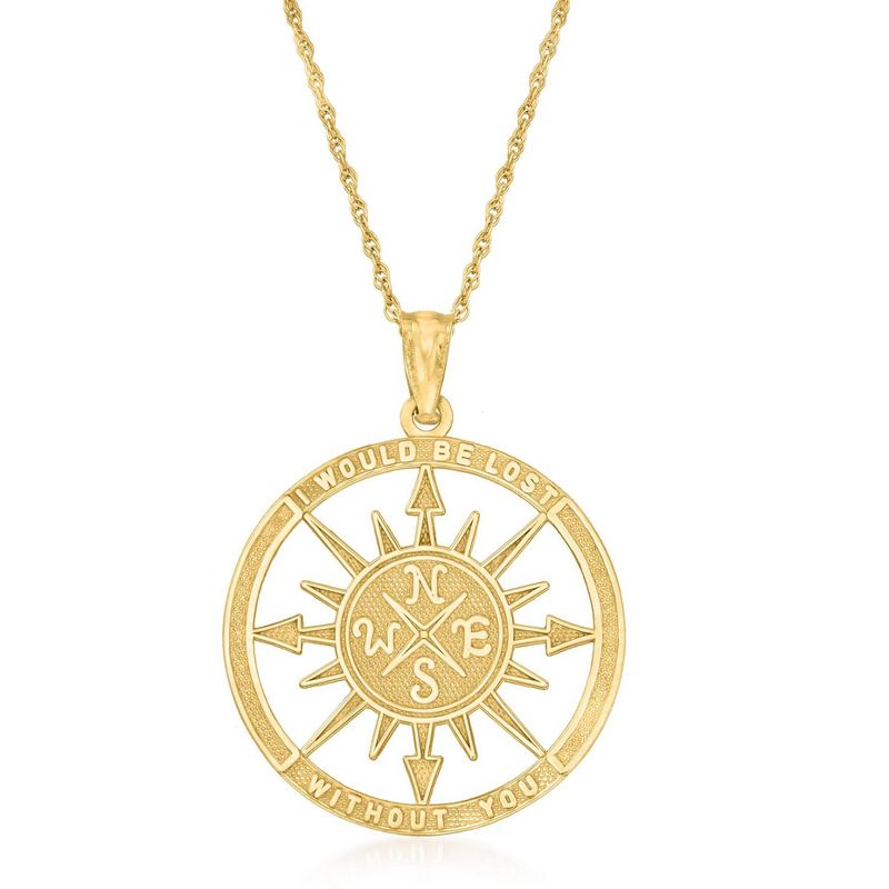 Ross-Simons 14kt Yellow Gold Compass Pendant Necklace Size 16