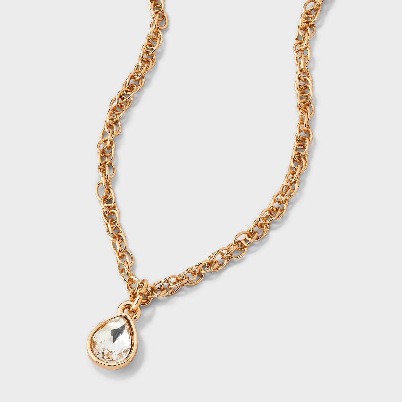 Singapore Chain Teardrop Pendant Necklace - A New Day™ Gold