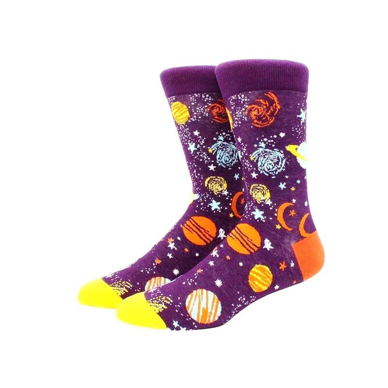 Purple Outer Space Socks With Planets (Men's Sizes, Adult Large) from the Sock Panda