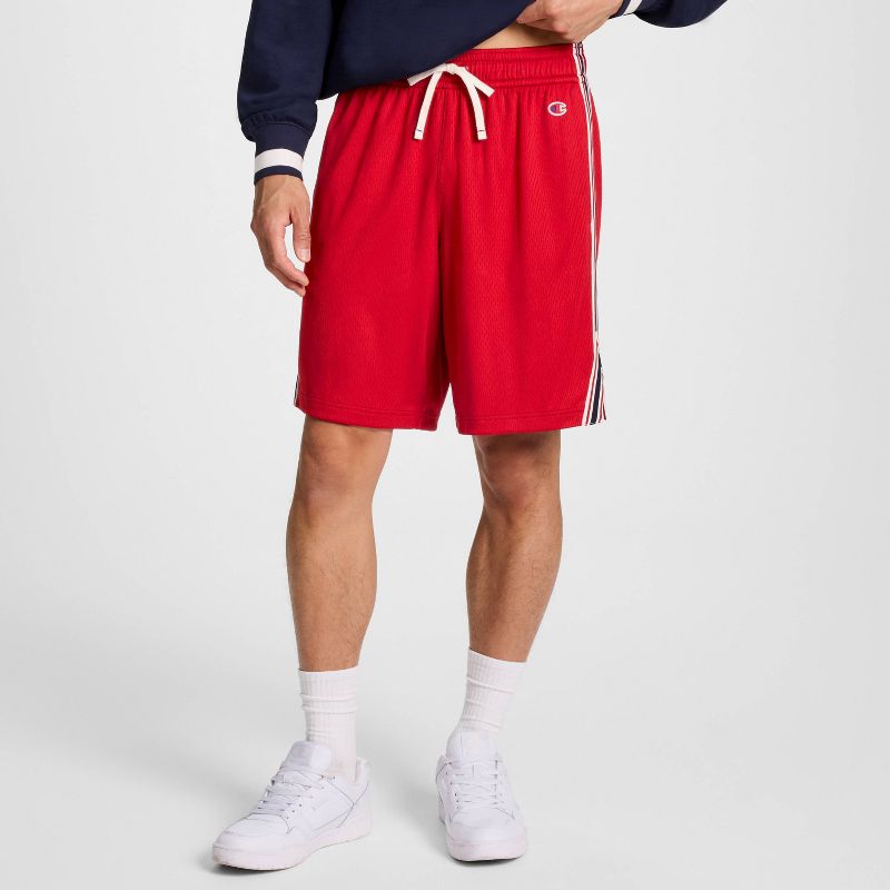 Champion Men's University Taped Mesh Shorts - Lava Falls S