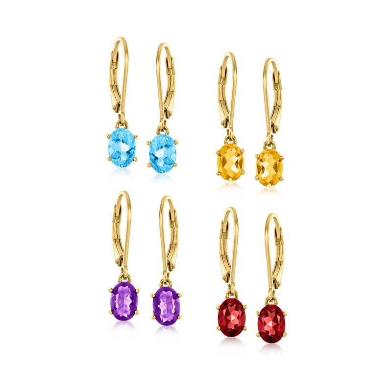 Ross-Simons 6.70 ct. t.w. Multi-Gemstone Jewelry Set: 4 Pairs Of Drop Earrings in 18kt Gold Over Sterling