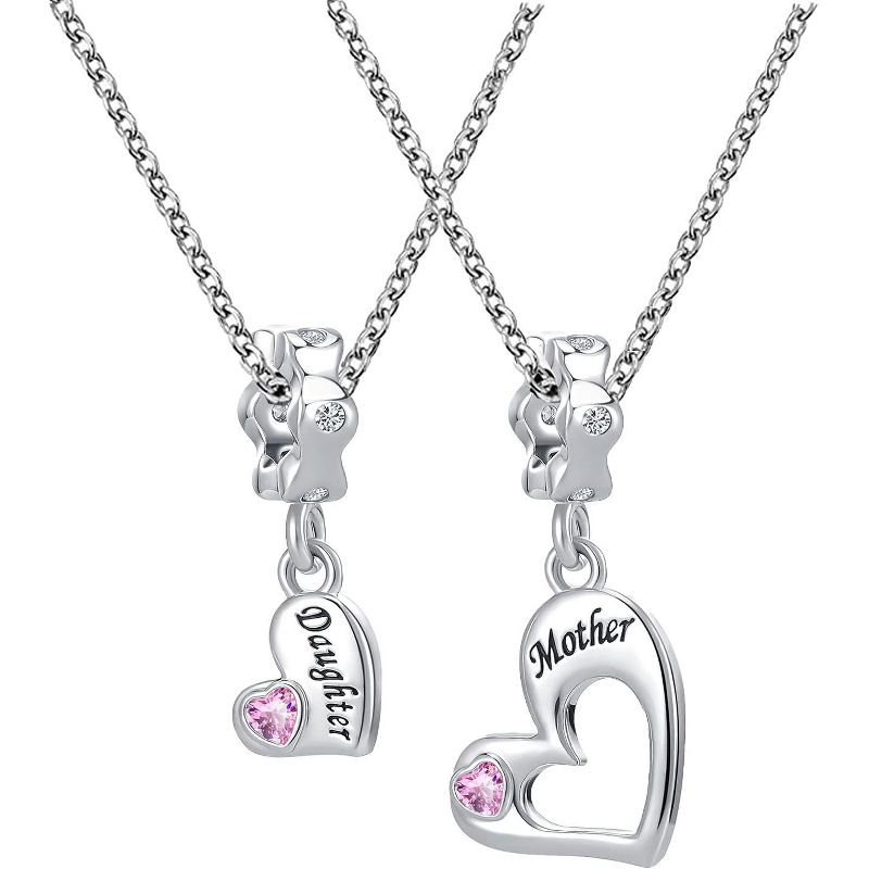 Matching Mother Daughter Necklace Set - Heart Pendant Jewelry for 2
