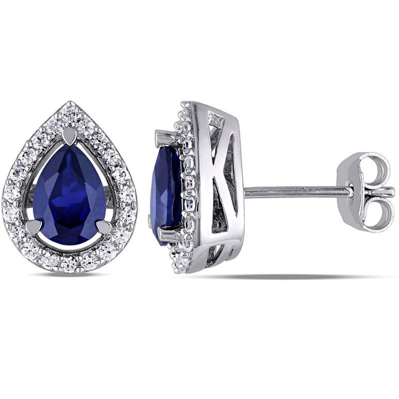 EVERLY JEWELRY | Sterling Silver 2 3/4 CT TGW Created Blue Sapphire Created White Sapphire Fashion Post Earrings