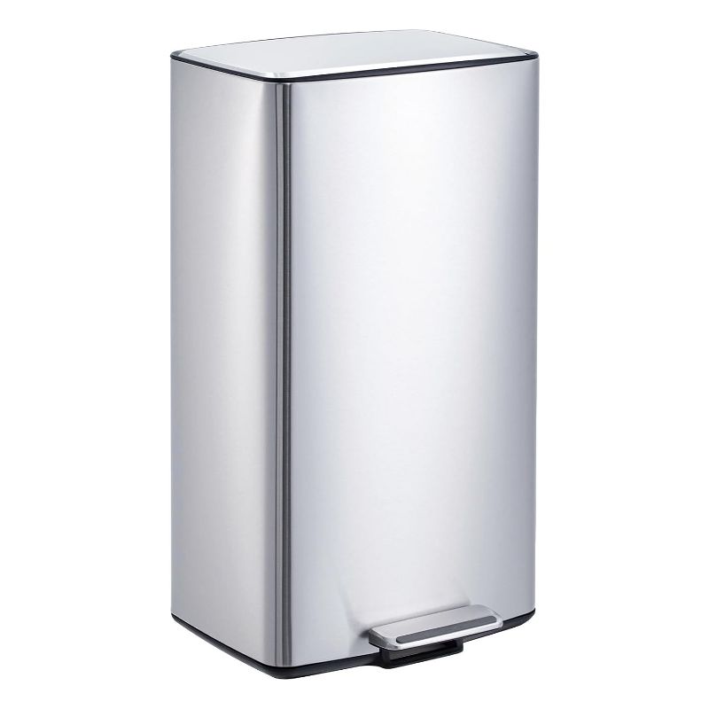 Coucheta 10.6 Gal Kitchen Trash Can - Stainless Steel with Soft Close Lid, Filter, Removable Inner Bucket & Foldable Foot Pedal for Kitchen.