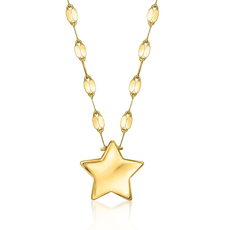 Ross-Simons Italian 10kt Yellow Gold Puffed Star Necklace Size 16