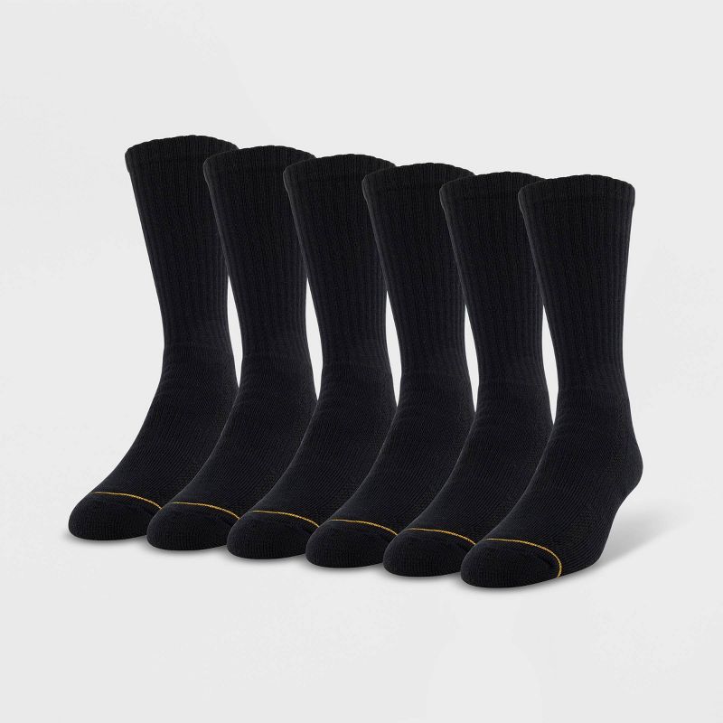 Signature Gold by GOLDTOE Men's Repreve Modern Essential Crew Socks 6pk - Black 6-12.5