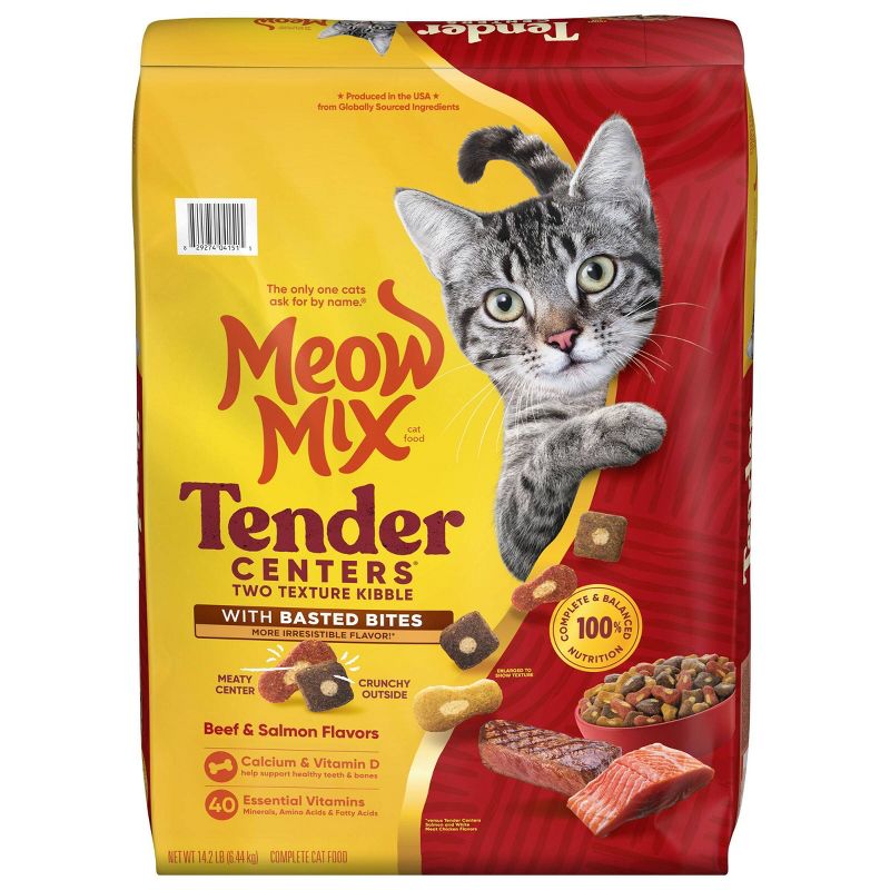 Meow Mix Tender Centers Basted Bites Salmon and Beef Flavor Dry Cat Food - 14.2lbs