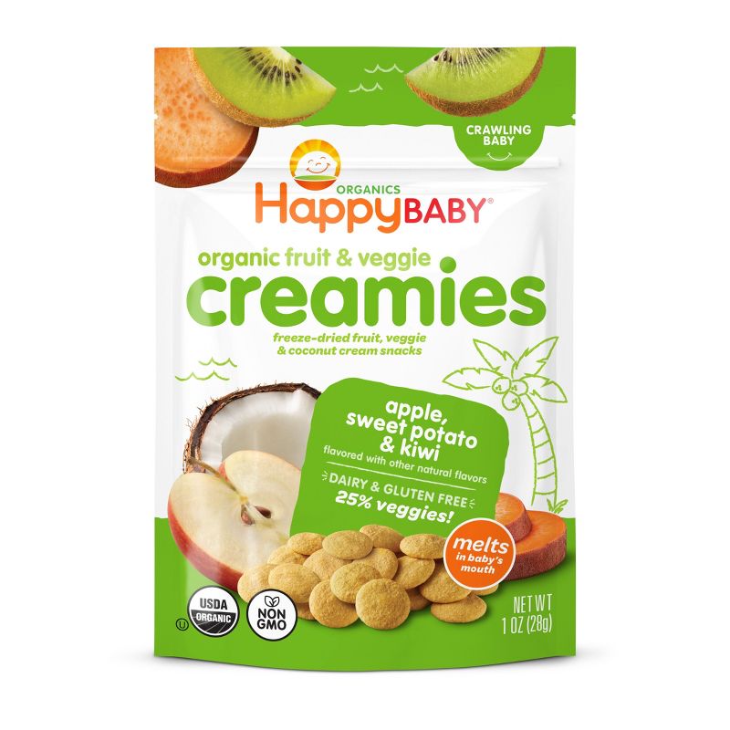 Happy Baby Organic Creamies Freeze-Dried Baby Snacks - Apple, Swwet Potato, and Kiwi - 1oz