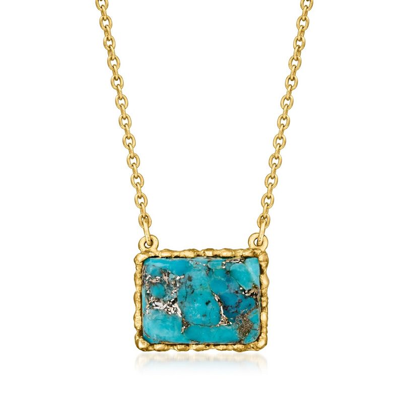 Ross-Simons Turquoise Necklace in 18kt Gold Over Sterling Size 18