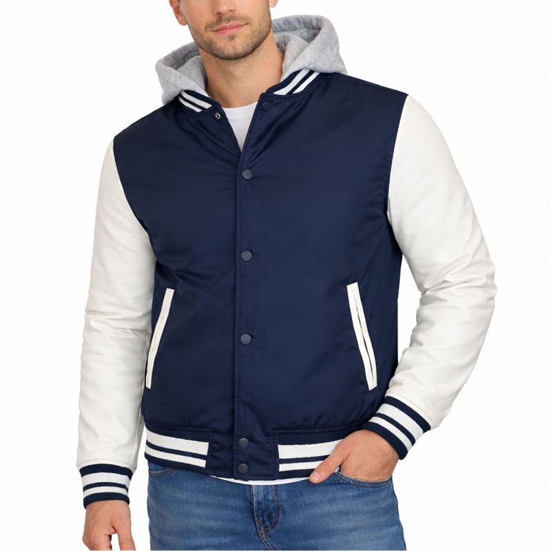 Galaxy Formaker Men's Hooded Varsity Jacket w/ Detachable Hood