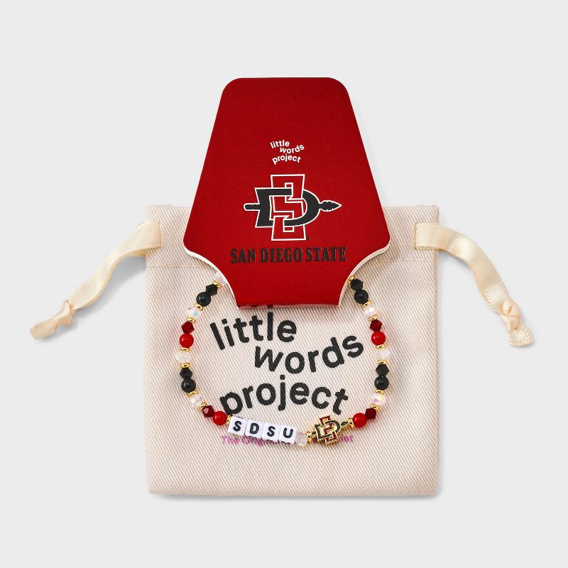 Little Words Project San Diego State University Beaded Bracelet - Red/Black