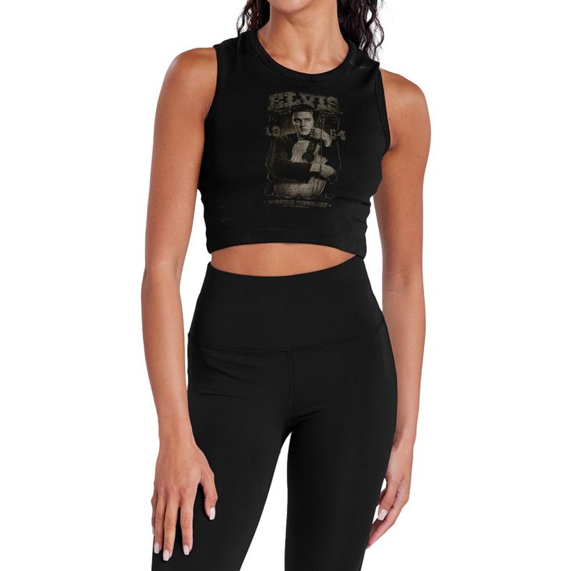 Women's Elvis Presley 1954 Sleeveless Crop Top Tank Black X Large