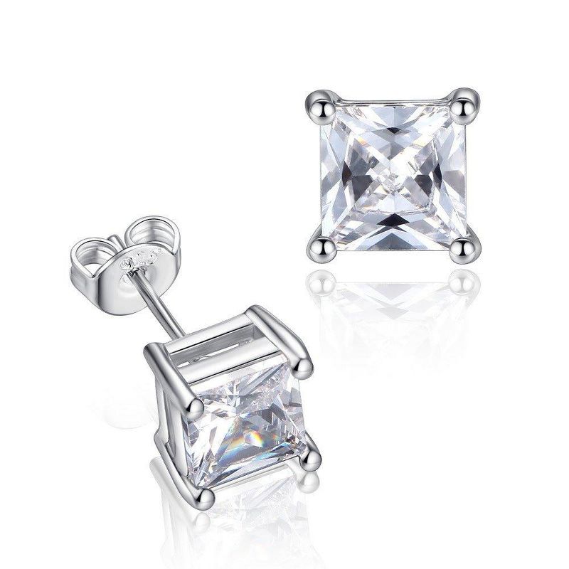 Hollywood Sensation Half Carat Princess Cut Cubic Zirconia Stud Earrings .25 Inches White