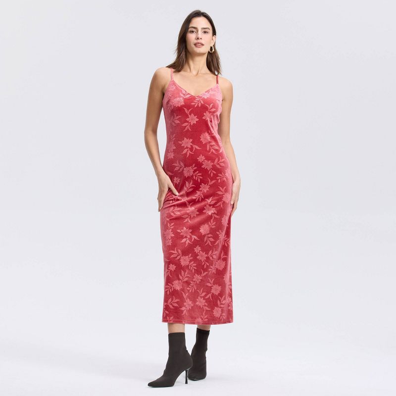 Women's Sleeveless Velvet Midi Slip Dress - A New Day™ Karanda Red XXL