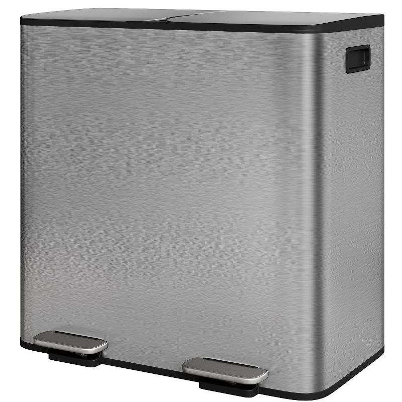 Dual Step Trash Can with Removable Inner Buckets&Soft-Close Lids, Stain-Resistant Recycling Bin Waste Container for Kitchen, Dining Room, Restaurant