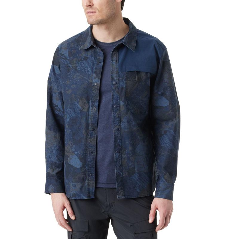 BASS OUTDOOR Mens Ripstop Utility Shirt Jacket, navy, Medium