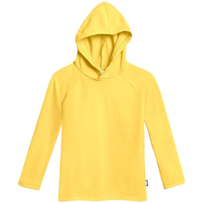 City Threads Swim UPF 50+ Hooded Long Sleeve Rashguard Tee for Boys and Girls - USA-Made, Yellow, 6-9M