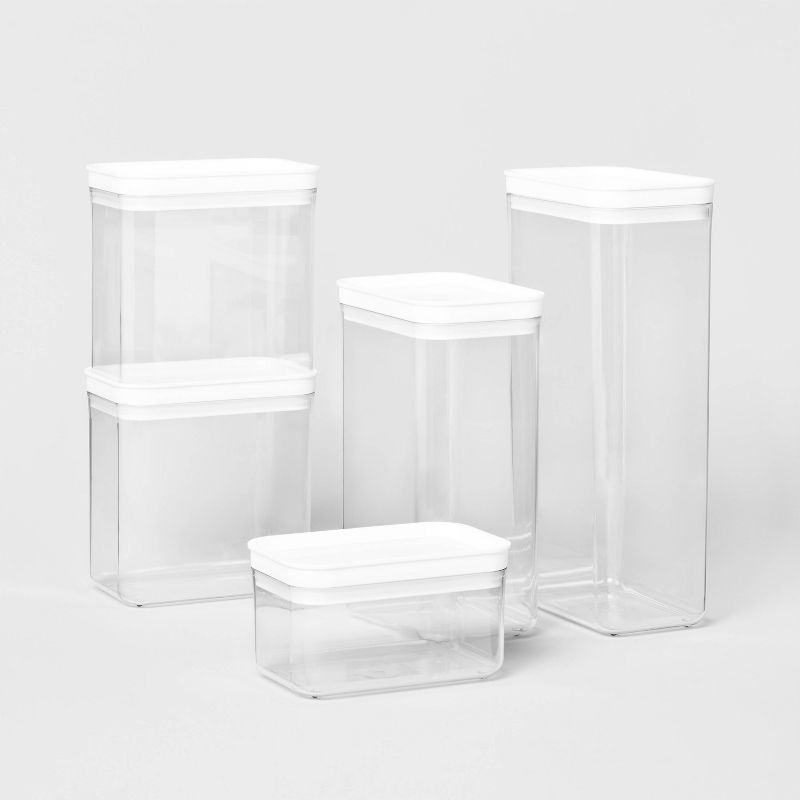 5pc Airtight Canister Set White - Brightroom™: Food Storage Containers, Stackable, Plastic, Kitchen Organization